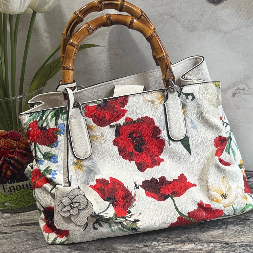 Dana Buchman White and Red Floral Tote